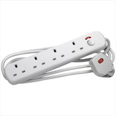 Extension Lead 13A White, 4 Gang + 2 Metres Cable, Switched Detail Page