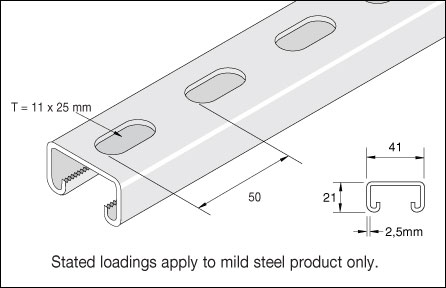 41 x 21 x 2.5 Slotted Channel 3mtr Detail Page