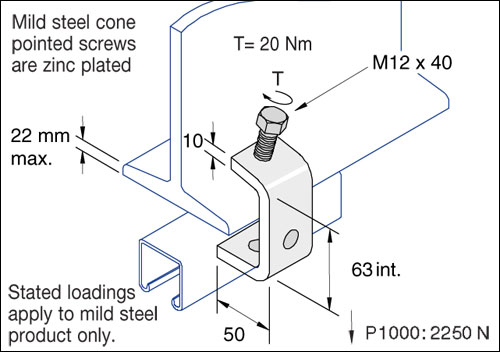 Beam Clamps, Large C Clamp (with cone point) Detail Page