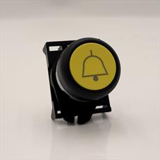 Yellow Alarm Button With Symbol, Lock Ring and Contact Mounting Plate Detail Page