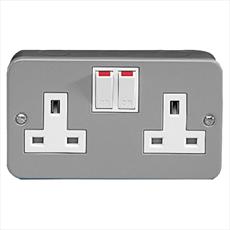 Metal Clad 13A Double Socket 2 Gang Switched Detail Page