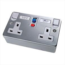 Metal Clad 13A RCD Double Socket 2 Gang Switched Detail Page