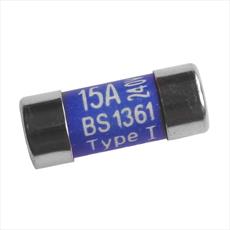 Fuses - BS 1361 Consumer Units and House Services Fuses Blue 15A Type LC, 240V, 26mm x 10.3mm Detail Page