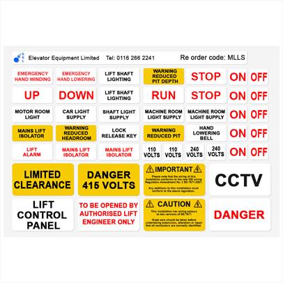 Various Lift Specific Labels