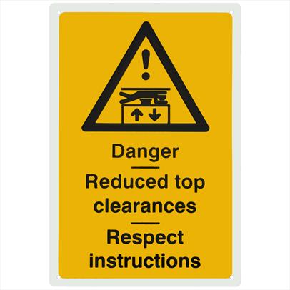 Danger Reduced Top Clearances Notice