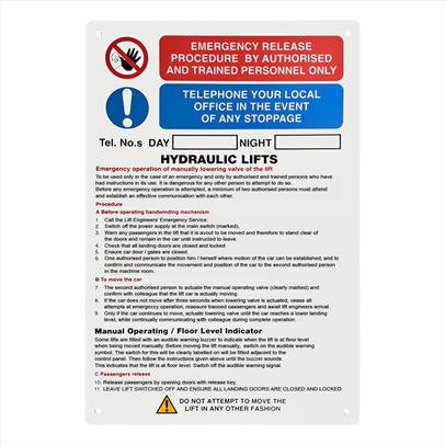 Hand Lowering Notice - Hydraulic