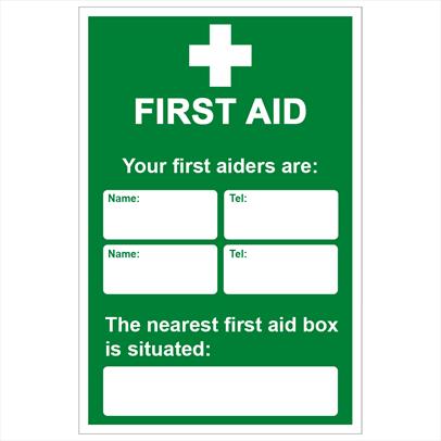 Your first aider safety sign