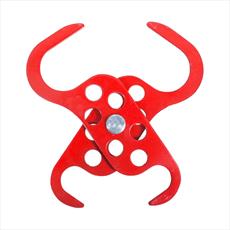 Red Powder Coated Scissor Lockout Hasp - 6 Hole Detail Page