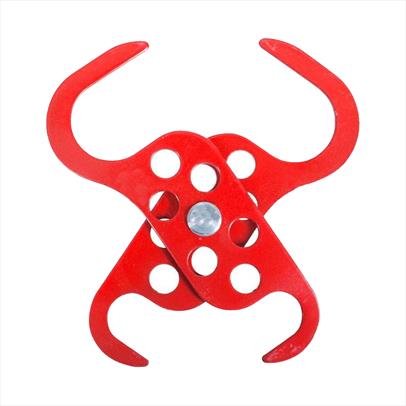 Red powder coated scissor hasp